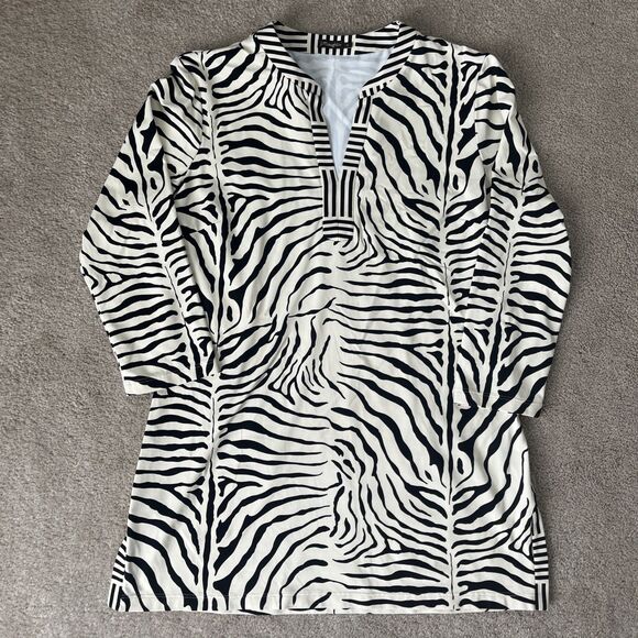 J. McLaughlin Top Womens Medium Catalina Cloth Zebra Print Preppy Career Comfort - Picture 1 of 7